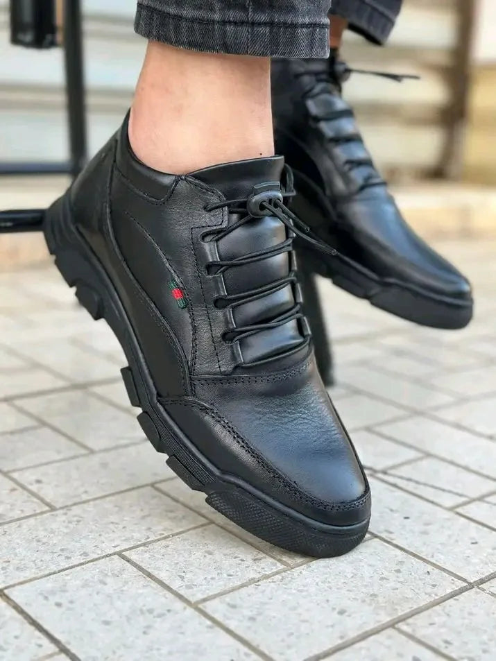 Demi boots black black en cuir véritable